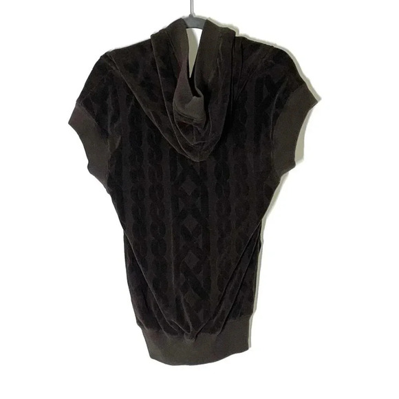 Juicy Couture Brown Velour Pattern Short Sleeve Hooded Sweatshirt Size Small - Picture 8 of 8